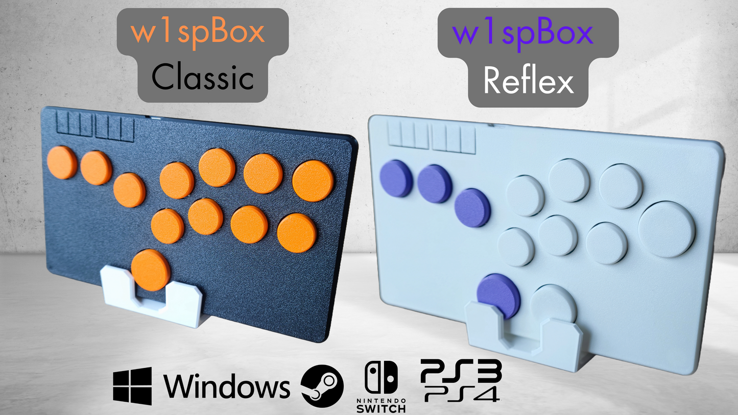 w1spBox - Customisable Hitbox controller. All buttons Fightstick for PC, Steam, SteamDeck, Switch, PS3 and Limited PS4.