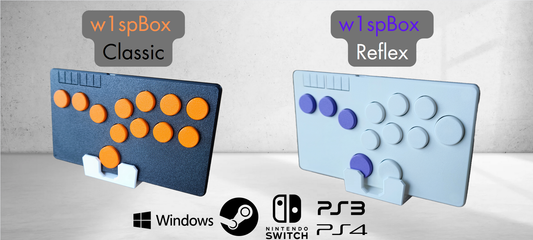 w1spBox - Customisable Hitbox controller. All buttons Fightstick for PC, Steam, SteamDeck, Switch, PS3 and Limited PS4.