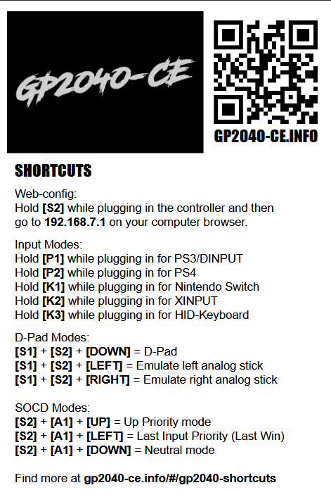 GP2040-CE shortcuts reference